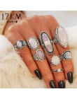 17 KM nowy projekt w stylu Vintage Opal Knuckle pierścionki zestaw dla kobiet Boho geometryczny wzór kwiat pierścienie Party cze