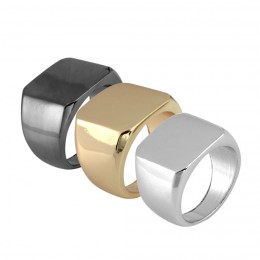 Prosty czarny/złoty/srebrny kwadratowy pierścień nowy marka mężczyźni szerokość sygnet polerowane pierścienie Shellhard Punk pie