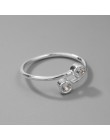 Todorova 925 Sterling Silver kryształ pierścienie dla kobiet w porządku biżuteria regulowany podwójny okrągły pierścień cz otwar