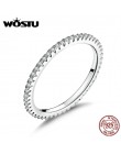 WOSTU oryginalna 100% 925 Sterling Silver proste geometryczne okrągłe pojedyncze do układania w stos pierścienie dla kobiet zarę