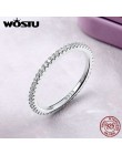 WOSTU oryginalna 100% 925 Sterling Silver proste geometryczne okrągłe pojedyncze do układania w stos pierścienie dla kobiet zarę