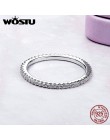 WOSTU oryginalna 100% 925 Sterling Silver proste geometryczne okrągłe pojedyncze do układania w stos pierścienie dla kobiet zarę