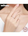 WOSTU oryginalna 100% 925 Sterling Silver proste geometryczne okrągłe pojedyncze do układania w stos pierścienie dla kobiet zarę