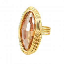 MANILAI Boho, ręcznie robione, duże szampana kryształowe Rings dla kobiet moda biżuteria złota kolorowy drut spiralny rany koral