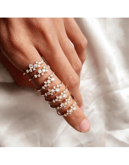 HOMOD 2019 nowych moda splot kryształowe Rings dla kobiet złoty/srebrny/różowe złoto kolor kobieta pierścień Party zaręczyny biż