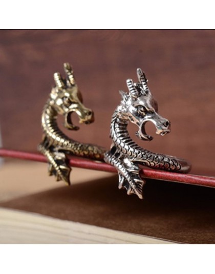 2019 New Arrival Charms Punk moda przesadzone zwierząt pierścienie dla mężczyzn i kobiety w stylu Vintage Retro smok pierścień b