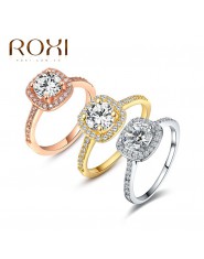 2018 ROXI marka Anillos moda biżuteria pierścionki dla kobiet biała róża złoto kolor cyrkonu środowiska Rhinestone obrączki