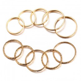 17 KM w stylu Vintage złoty kolor pierścionki na środek palca pierścienie zestaw dla kobiet geometryczne okrągłe skręt splot pal