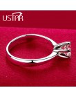USTAR klasyczne sześć Claw 1 Carat 6mm cyrkon obrączki dla kobiet biżuteria srebrna kolor pierścionki zaręczynowe kobiet Anel bi