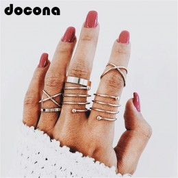 Docona wielu złota okrągłe pierścienie zestaw Midi palec serdeczny zestaw dla kobiet dziewczyna proste zespół pierścienie akceso