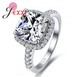 JEXXI Big promocja luksusowe prawdziwa 925 srebro obrączki ślubne Super błyszczące cyrkonia biżuteria dla nowożeńców