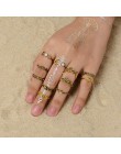 H: HYDE 6 sztuk/partia unikalny, regulowany pierścień zestaw w stylu Punk złoty kolor Knuckle pierścionki dla kobiet Midi Finger