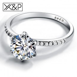 X & P klasyczny pierścionek zaręczynowy 6 pazury projekt AAA biała cyrkonia typu kostka moda kobiet kobiet Wedding Band pierścio