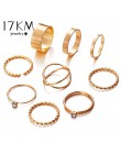 17 KM moda geometryczne okrągłe Knuckle pierścionki zestaw dla kobiet w stylu Vintage kryształ skręt splot palec pierścień damsk