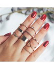 17 KM moda geometryczne okrągłe Knuckle pierścionki zestaw dla kobiet w stylu Vintage kryształ skręt splot palec pierścień damsk
