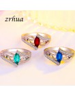 ZRHUA panie 925 Sterling Silver Finger pierścienie dla kobiet w stylu Vintage zaręczyny Anillos z kamieni niebieski/czerwony/zie