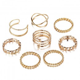 17 KM złoty Sliver pierścienie zestaw dla kobiet w stylu Vintage serce łuk Twist Finger pierścień 2019 pierścionki na środek pal