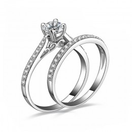 Nowy LNRRABC 2 sztuk/zestaw ze stali nierdzewnej srebrny pierścionki dla kobiet kryształ moda pierścionek zaręczynowy ślub hurto