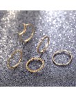 FAMSHIN moda złoty kolor księżyc kryształ pierścionki na środek palca zestaw Boho biżuteria punkowa dla kobiet Midi Ring Finger 