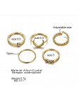 FAMSHIN moda złoty kolor księżyc kryształ pierścionki na środek palca zestaw Boho biżuteria punkowa dla kobiet Midi Ring Finger 