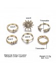 FAMSHIN moda złoty kolor księżyc kryształ pierścionki na środek palca zestaw Boho biżuteria punkowa dla kobiet Midi Ring Finger 