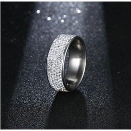 CACANA pierścienie ze stali nierdzewnej 8 MM pełne rhinestone dla kobiet luksusowe pkt spersonalizowane niestandardowe moda biżu