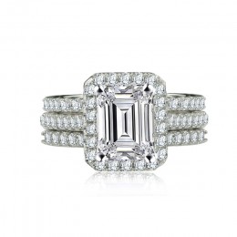 925 srebro obrączki zestaw 3 w 1 band pierścień dla kobiet zaręczyny biżuteria dla nowożeńców palec moonso R1997x