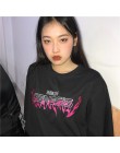 Damska koszulka letnia koszulka z dekoltem w stylu Harajuku Tee kobiet drukowane list z krótkim rękawem Top panie najniższy moda