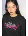 Damska koszulka letnia koszulka z dekoltem w stylu Harajuku Tee kobiet drukowane list z krótkim rękawem Top panie najniższy moda