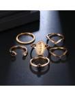 Moda pierścień czechy 6 sztuk/zestaw urok złoty kolor Midi Ring Finger zestaw dla kobiet w stylu Vintage pierścionki na środek p