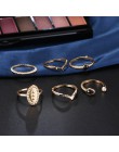 Moda pierścień czechy 6 sztuk/zestaw urok złoty kolor Midi Ring Finger zestaw dla kobiet w stylu Vintage pierścionki na środek p