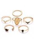 Moda pierścień czechy 6 sztuk/zestaw urok złoty kolor Midi Ring Finger zestaw dla kobiet w stylu Vintage pierścionki na środek p