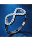 Moda 925 sterling srebrny sterling silver biżuteria cz nieskończoność niekończąca się miłość claddagh 8 kształt pierścienie dla 