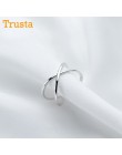 Trusta 100% litego srebra próby 925 X Hollow krzyż otwarty pierścień moda 925 pierścienie spory biżuteria na palce prezent dla k