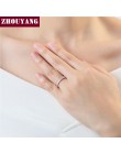 ZHOUYANG obrączka dla kobiet proste klasyczne cyrkonia różowe złoto kolor ślub i pierścionek zaręczynowy biżuteria ZYR490