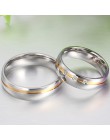 6 MM ze stali nierdzewnej para pierścienie kolor srebrny ślub kryształowy pierścień dla miłośników romantyczny elegancki biżuter