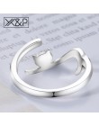 X & P moda koreański śliczny romantyczny długi ogon srebrny lepki kot pierścienie dla kobiet dziewczyna dekoracji pierścionek za
