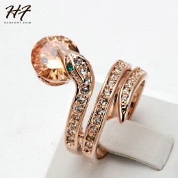 Najwyższej jakości R149 wąż pokaż pierścionek koralikowy różowe złoto kolor austriackie pomarańczowy kryształy w pełnym rozmiarz