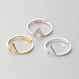 Ze stali nierdzewnej z możliwością zmiany rozmiaru proste Chevron V układania pierścień mężczyzn biżuteria różowe złoto kolor ge