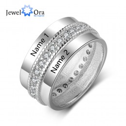 Moda spersonalizowane pierścionek zaręczynowy miedzi dostosowane pierścienie grawerowane kochanka ma na imię dla kobiety cyrkoni