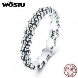 Srebro wysokiej próby 925 WOSTU w stylu Vintage stokrotki do układania w stos pierścienie dla kobiet moda S925 biżuteria srebrna