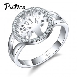 PATICO gorąca sprzedaż Ring Finger Bijoux 925 Sterling Silver drzewa życia AAA cyrkon biżuteria ślubna dla kobiet Party prezenty