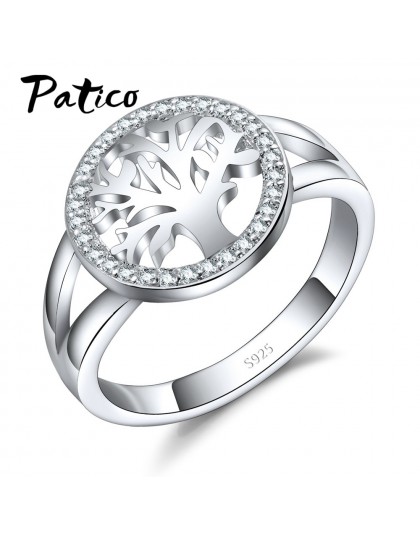 PATICO gorąca sprzedaż Ring Finger Bijoux 925 Sterling Silver drzewa życia AAA cyrkon biżuteria ślubna dla kobiet Party prezenty