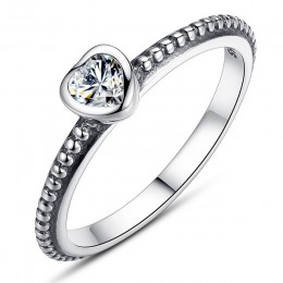 BAMOER 3 kolory autentyczne 100% 925 Sterling srebrny pierścionek Love Heart pierścień oryginalna biżuteria ślubna na prezent dl