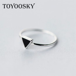 Proste 925 srebro geometria trójkąt pierścienie dla kobiet dziewczyny prezent pierścień otwarcia w stylu Vintage srebro biżuteri
