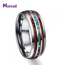 Nuncad 8mm Hawaiian Koa drewna i Abalone Shell wolframu pierścienie węglikowe obrączki dla mężczyzn Comfort Fit rozmiar 5- 14