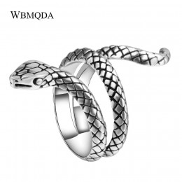 2018 moda Hip Hop srebrny wąż pierścienie dla kobiet Punk Rock Biker sygnet pierścień mężczyzn akcesoria biżuteria w stylu Vinta
