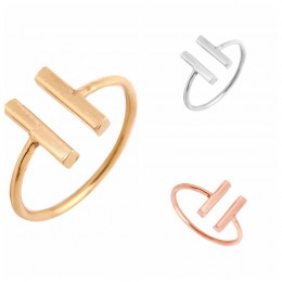 SMJEL nowy proste unikalne podwójne Bar pierścionki dla kobiet regulowany Punk geometryczne kwadratowy otwarte pierścionki zaręc