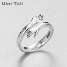 Uini-tail hot nowy 925 sterling silver europejska i amerykańska biżuteria miłość przytulić pierścień retro moda fala przepływu o