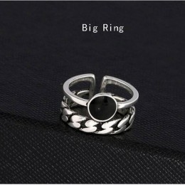 Anenjery Punk tajski srebrny podwójna warstwa Chian regulowane pierścienie stare 925 Sterling Silver palec wskazujący pierścieni